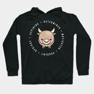 cute chinese zodiac | year of the ox | personality traits | aspiring, determined, motivated, prudent, upright Hoodie